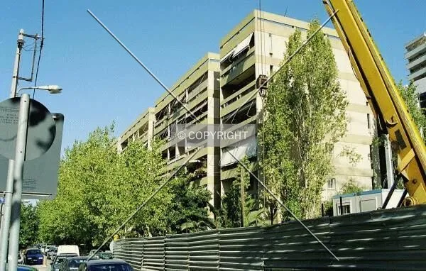 Street level view of the building amidst the works for the Athens Metro (Subway)
