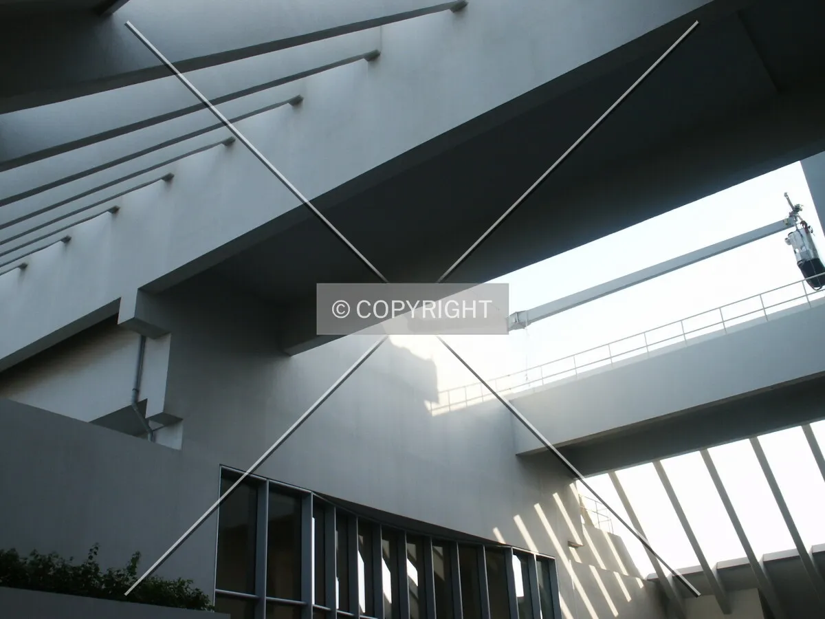 Open ceiling over the swimming pool on the top floor