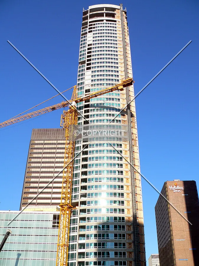 View up the eastern face, with the tower crane being lowered