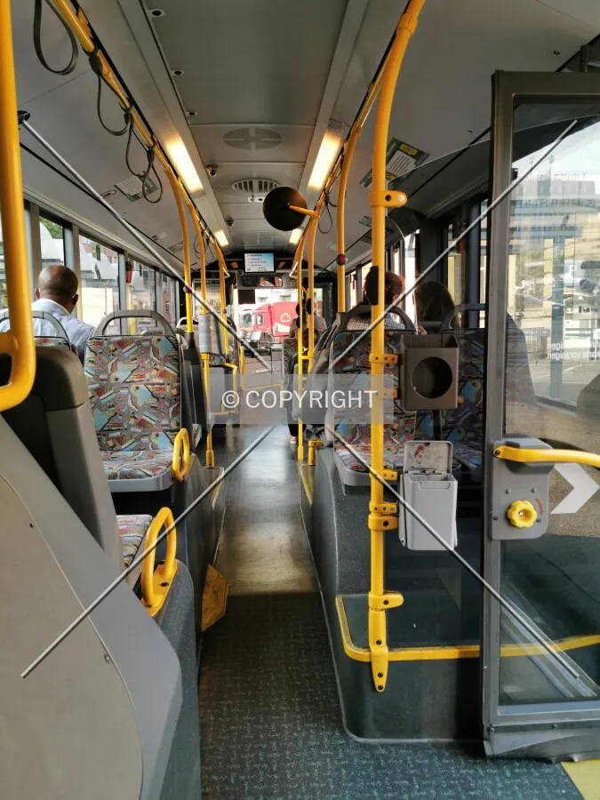 Inside a bus in Frankfurt