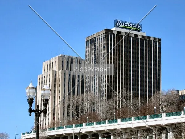 View to the northwest from Warner Road, City Hall in the background