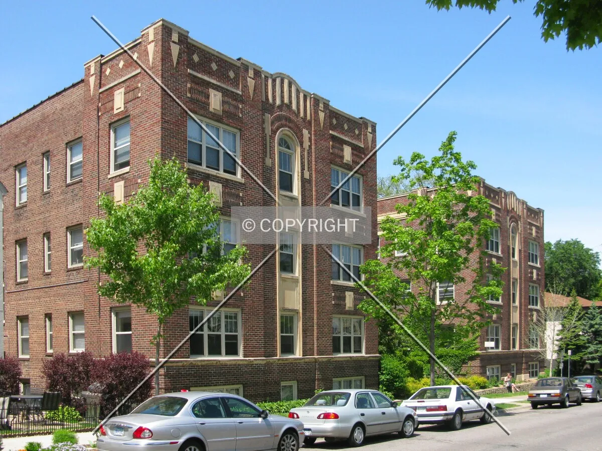 View to the northwest across Harriet Avenue