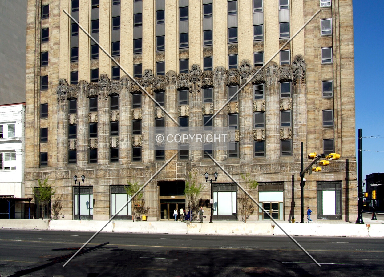 View from the southwest across Broad Street toward the main entrance area