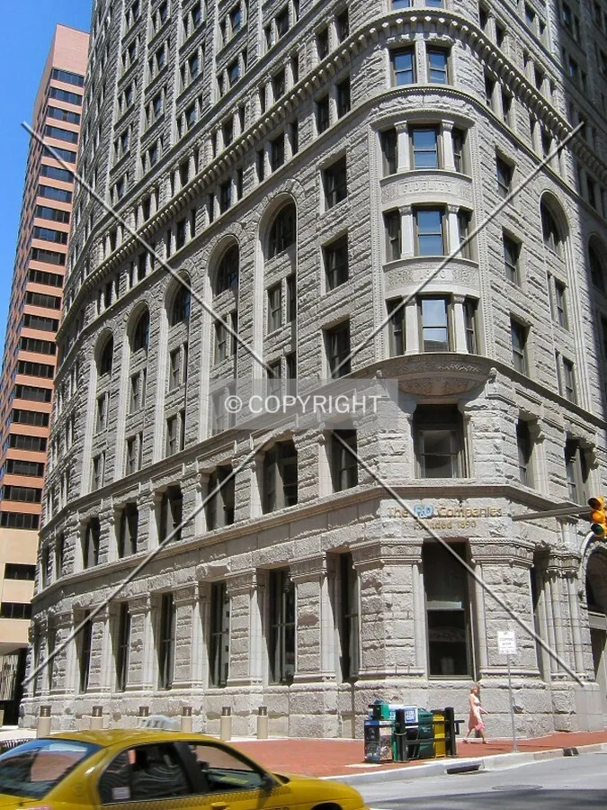 View to the east from Charles Street, notice the curved south facade