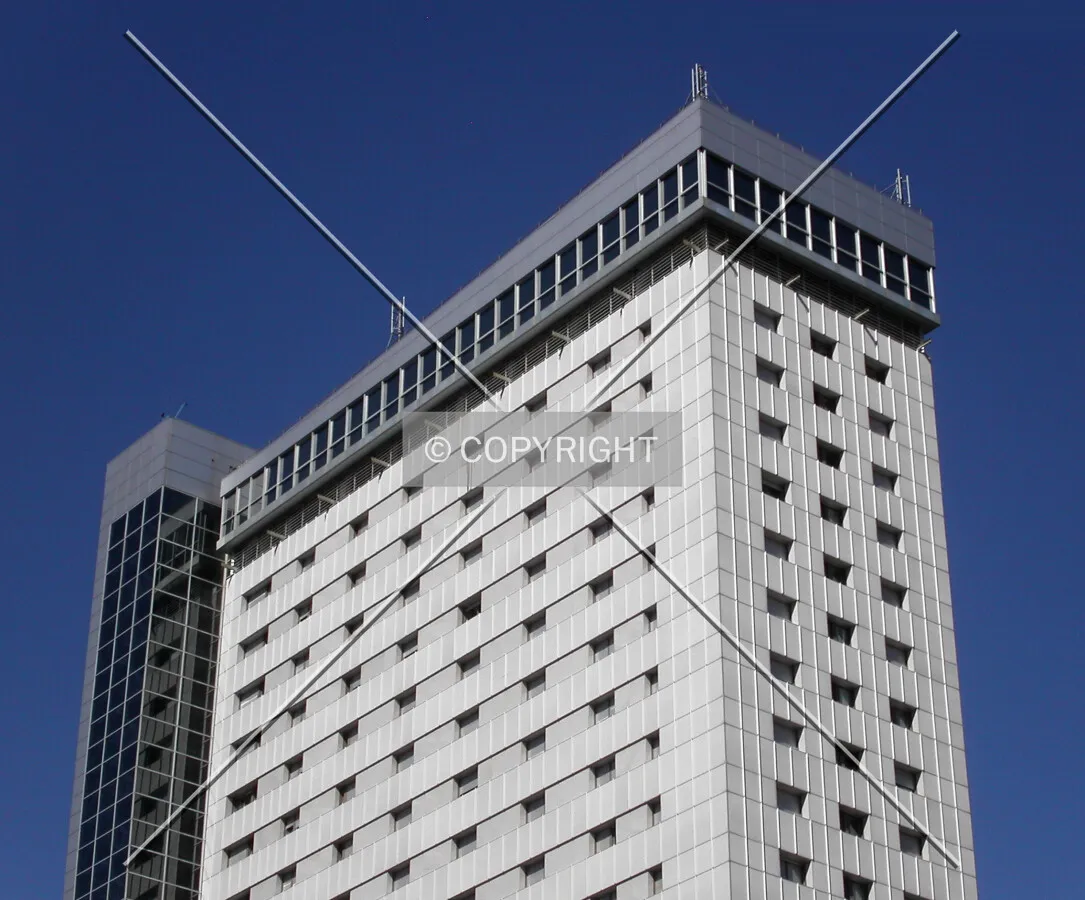 Looking up toward the top of the building from the western side