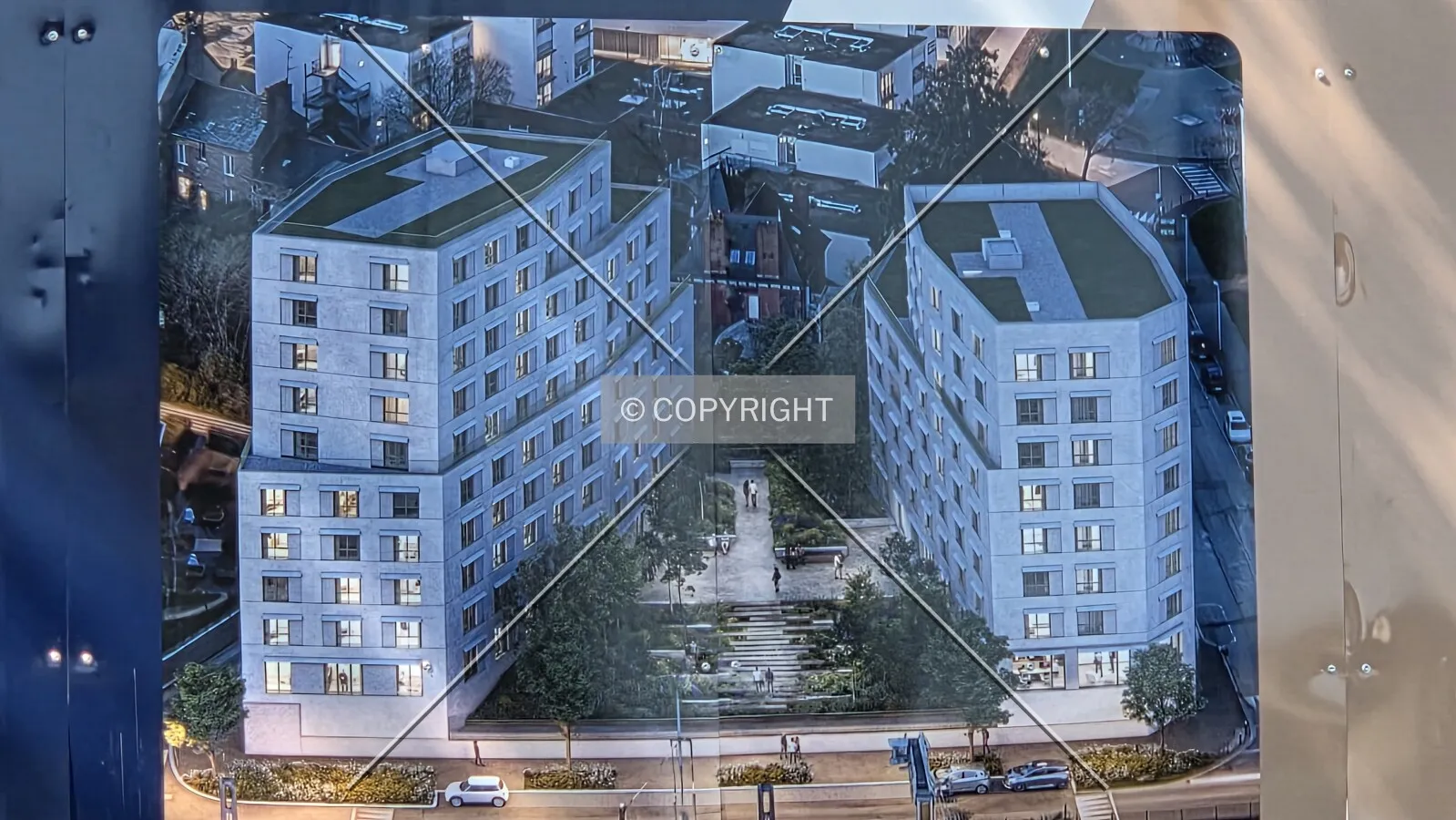 Rendering displayed at the construction site.