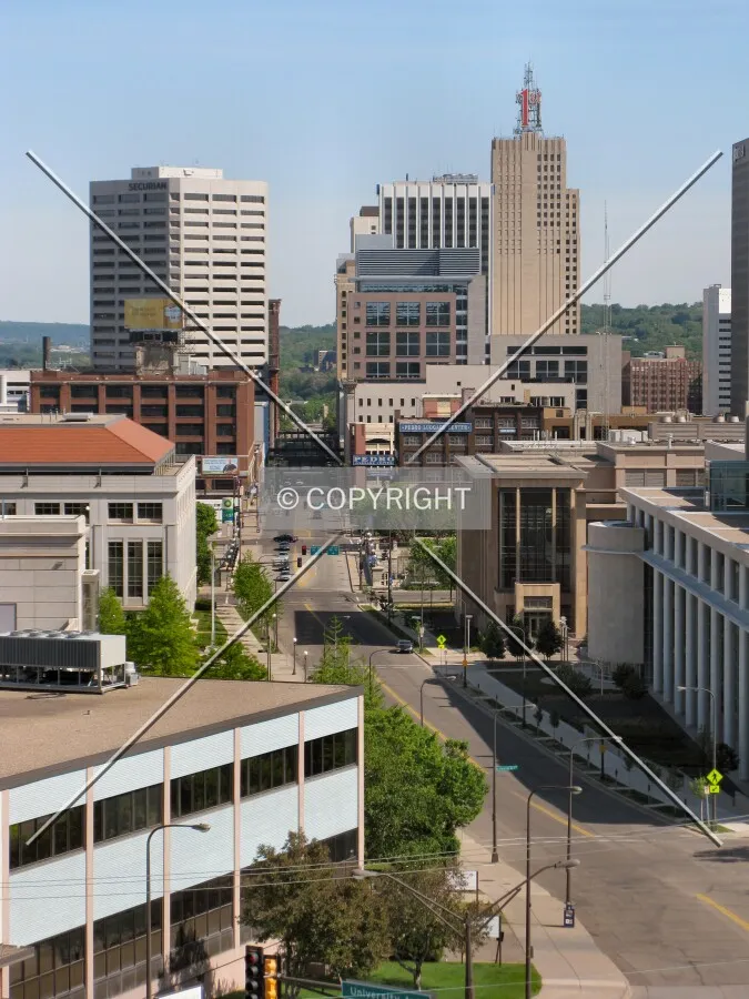 View into downtown from the Cass Gilbert Memorial Overlook