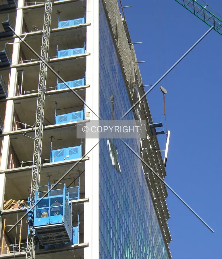 Side view of the glass installation