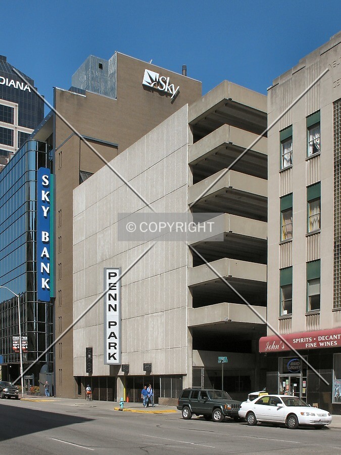View to the northeast across North Pennsylvania Street
