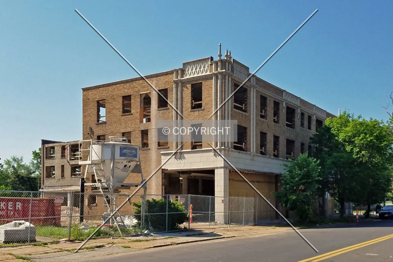 View from the northwest during renovation; May 13, 2017
