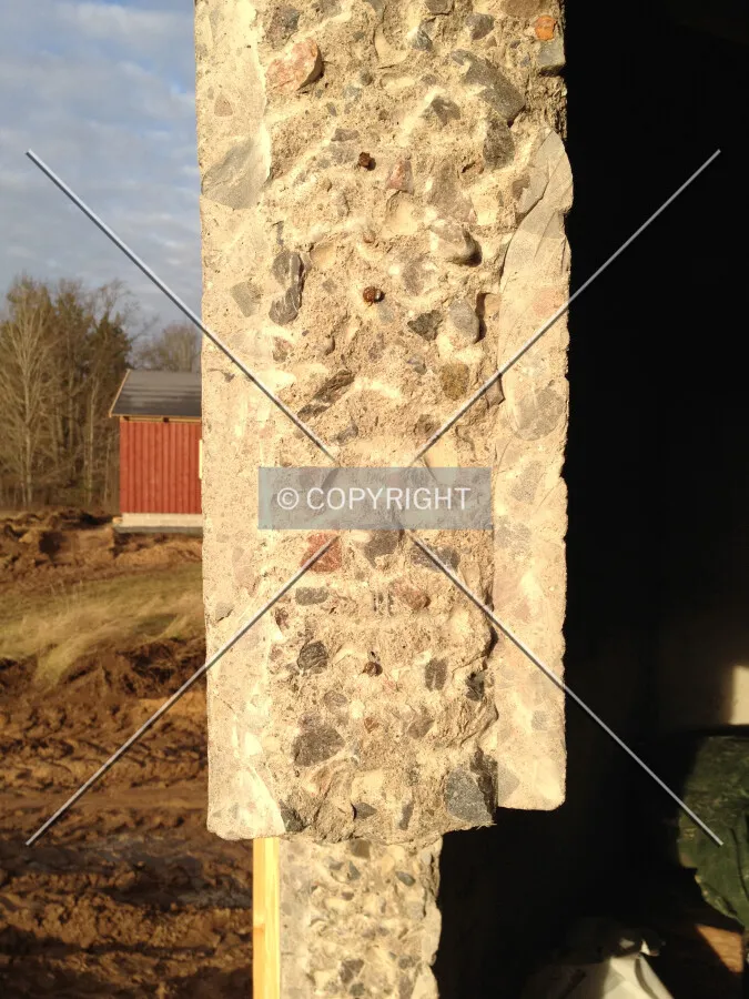 Side view of a concrete wall