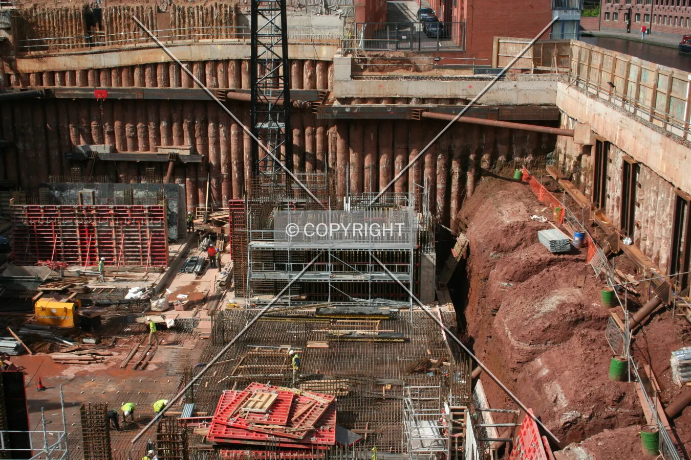 View of the excavation work