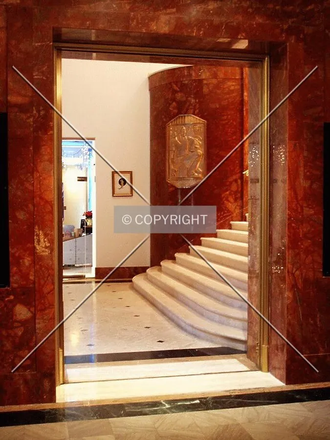 Doorway from the apartment lobby to the central lobby