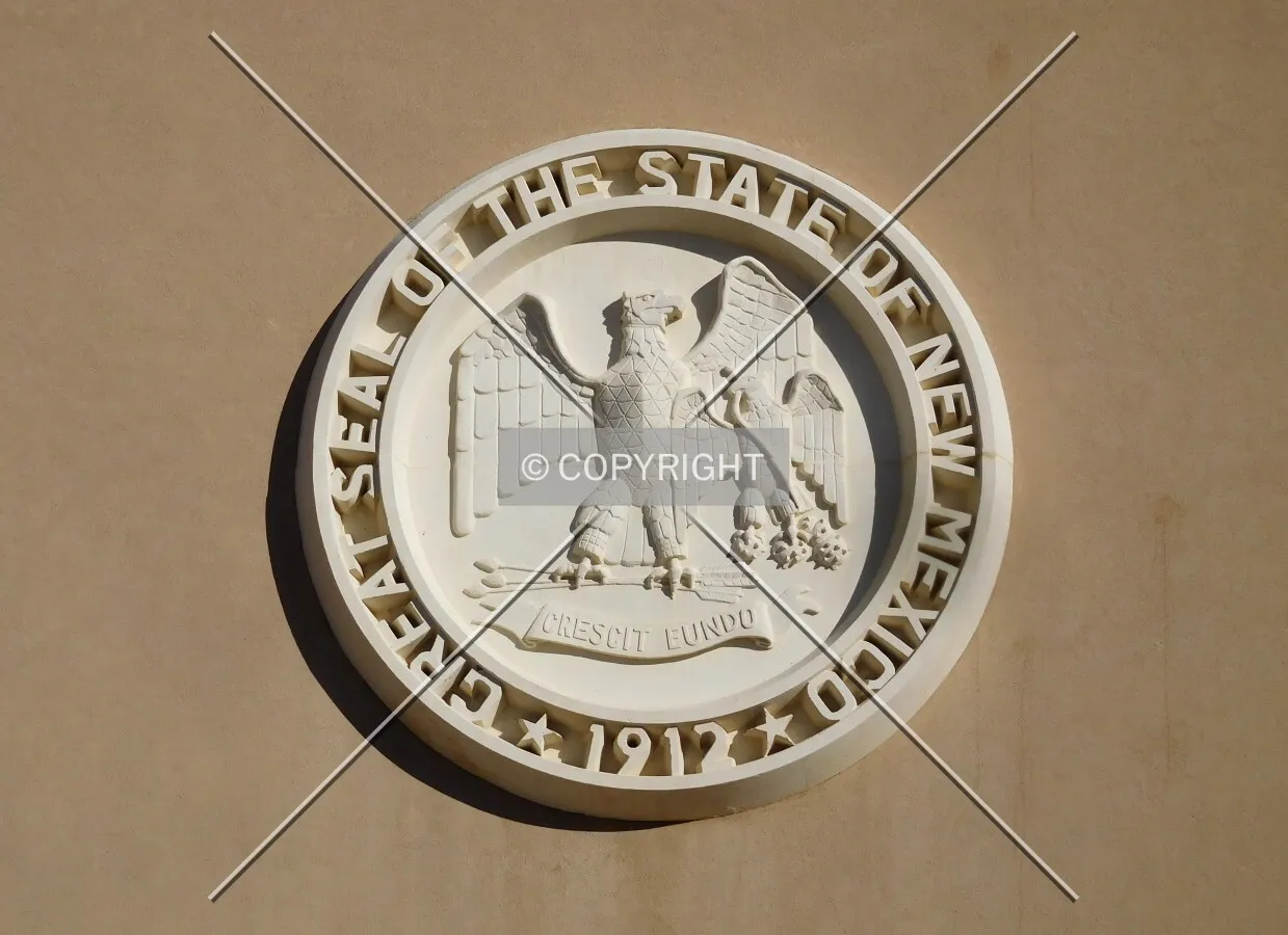 New Mexico state seal on the western side