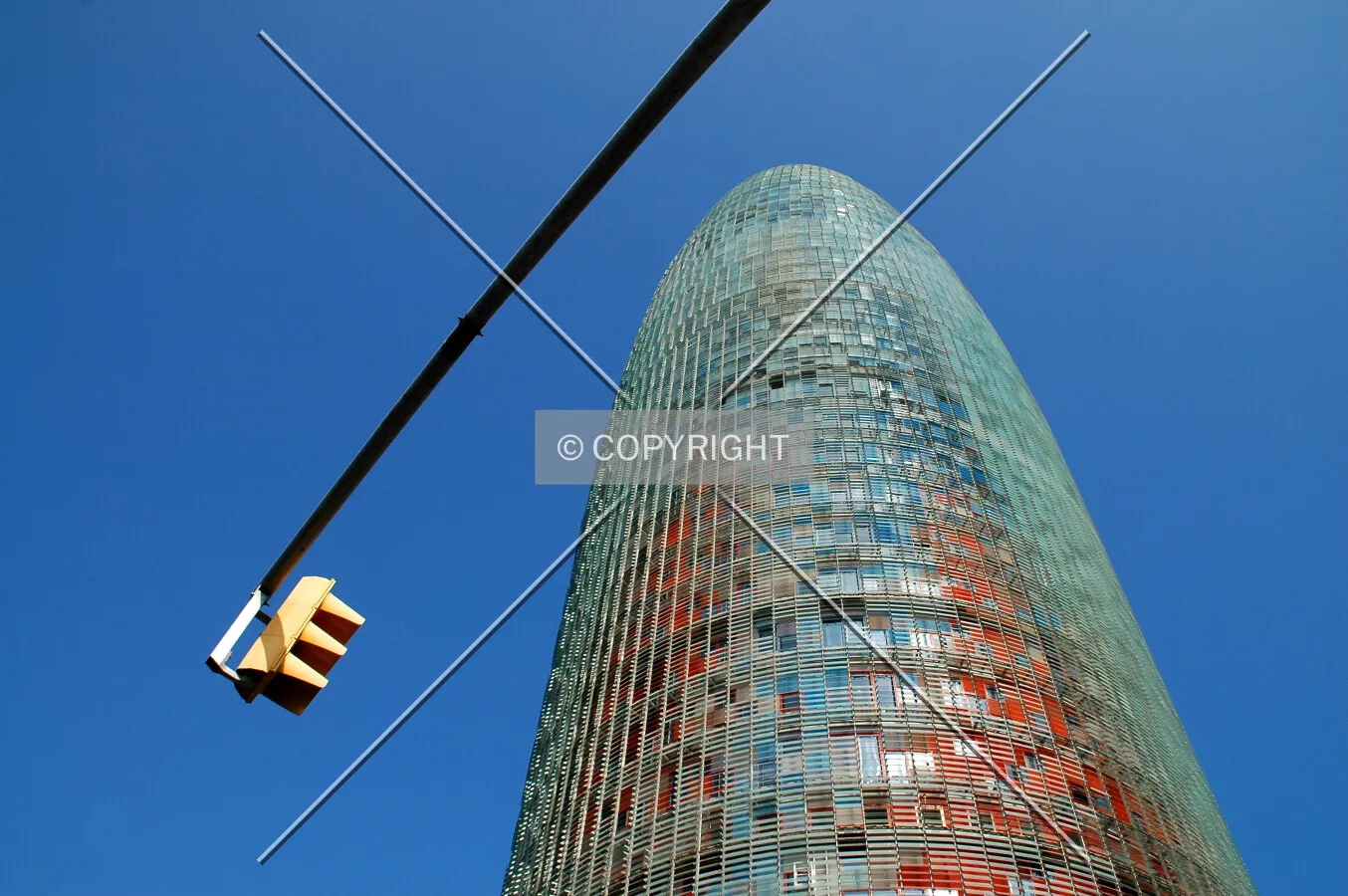 Looking up from Carrer de Badajoz