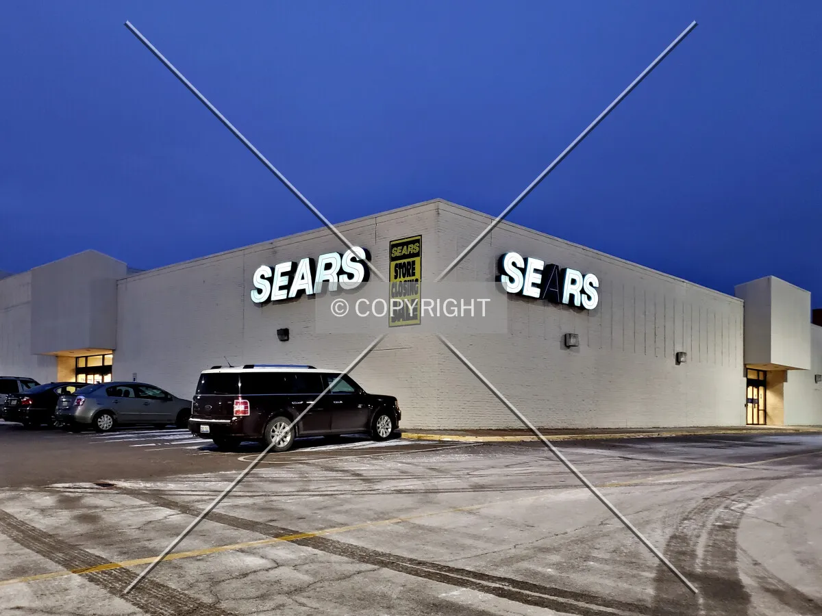 View of Sears from the southeast at night; January 31, 2019