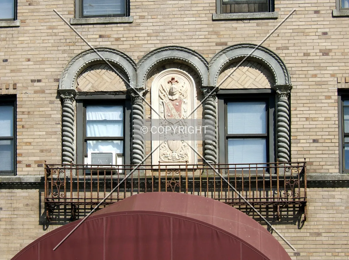 Facade detail above the main entrance on Webb Street