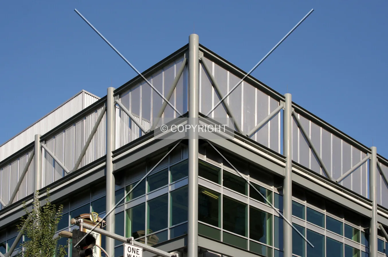 Looking up the southeastern corner