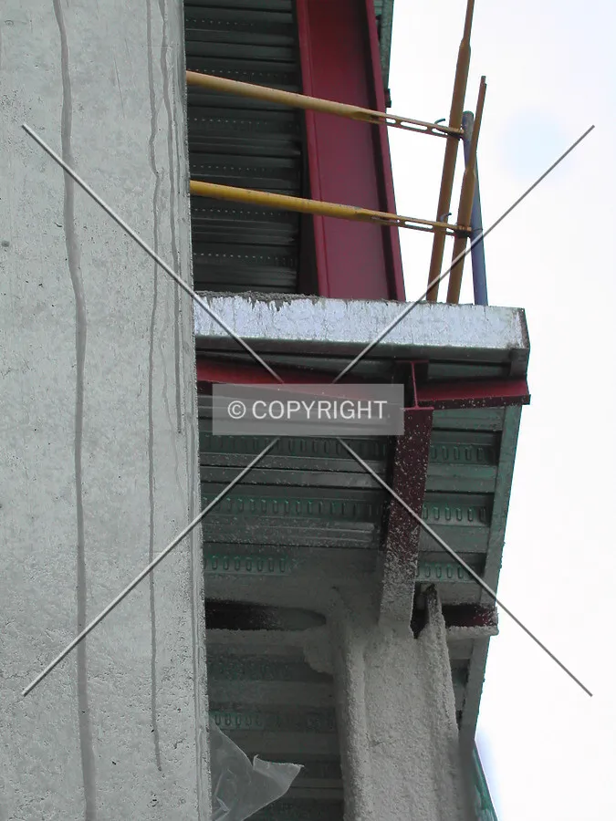 Close view of ceiling protected against fire