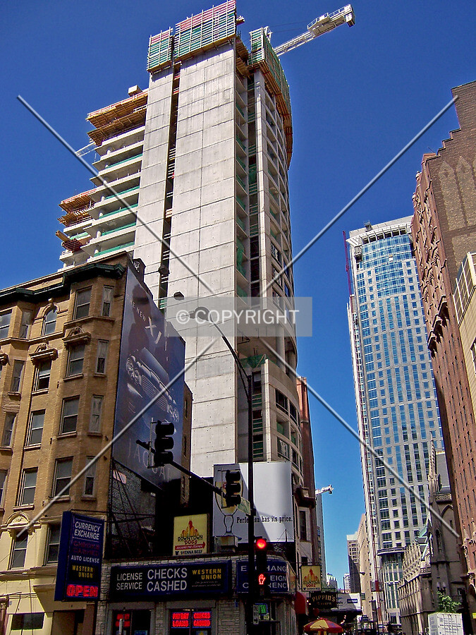 Looking north from the intersection of Rush Street and Chicago Avenue