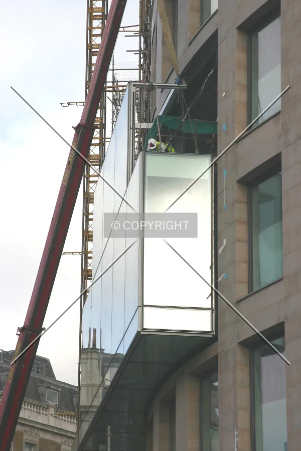 View north of façade installation from Holborn Viaduct