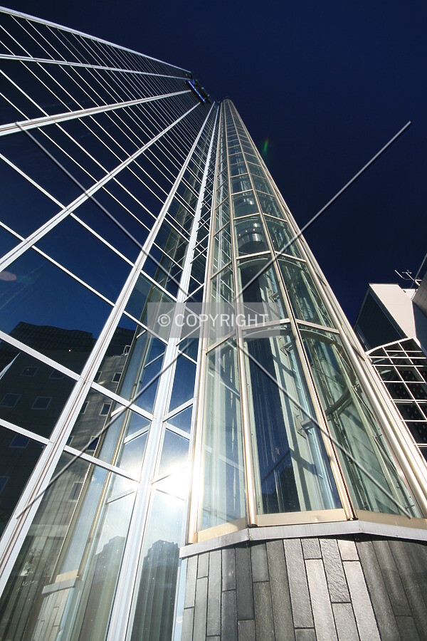 Looking up panoramic elevator