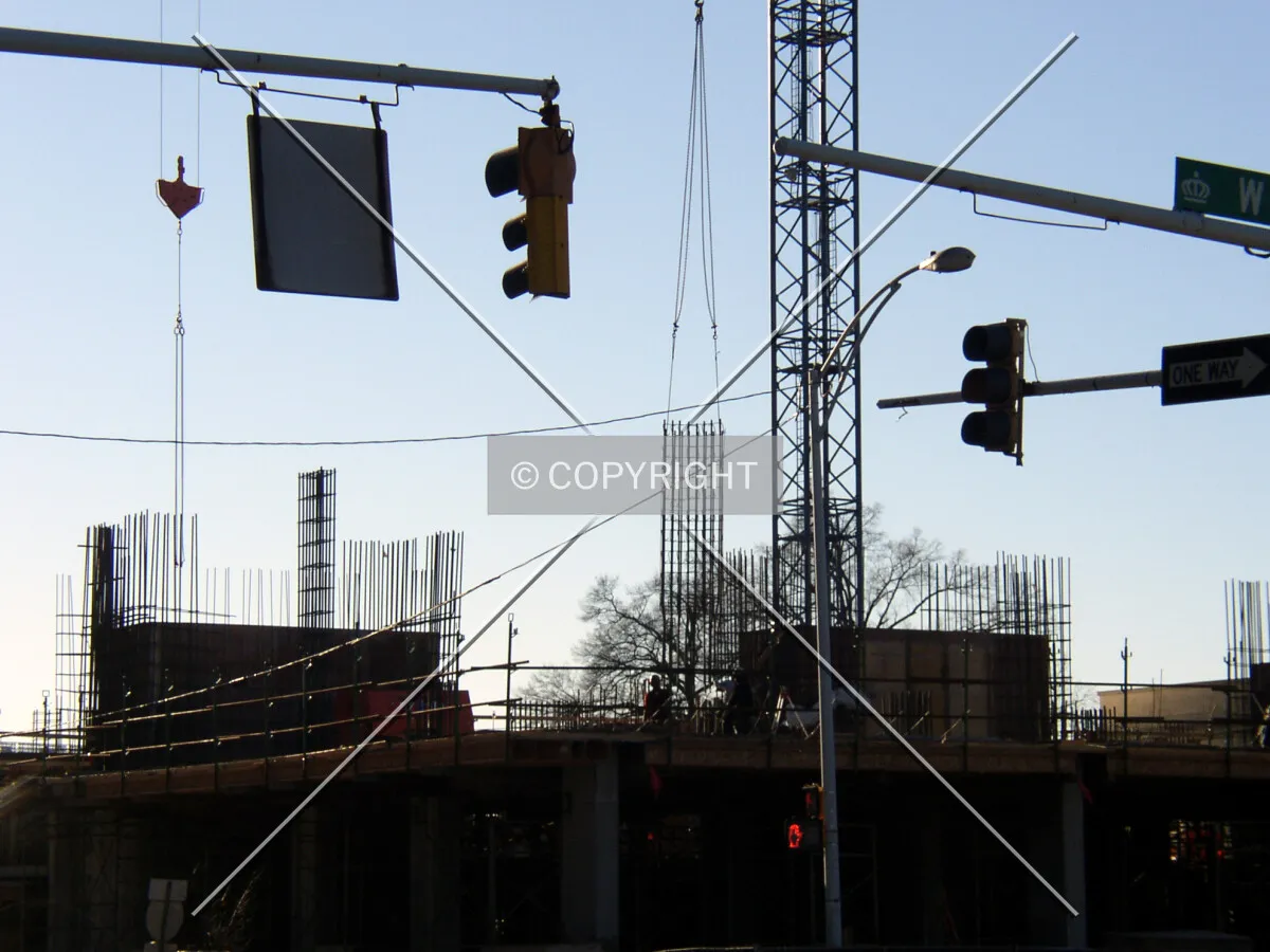 Looking southwest across West Trade Street