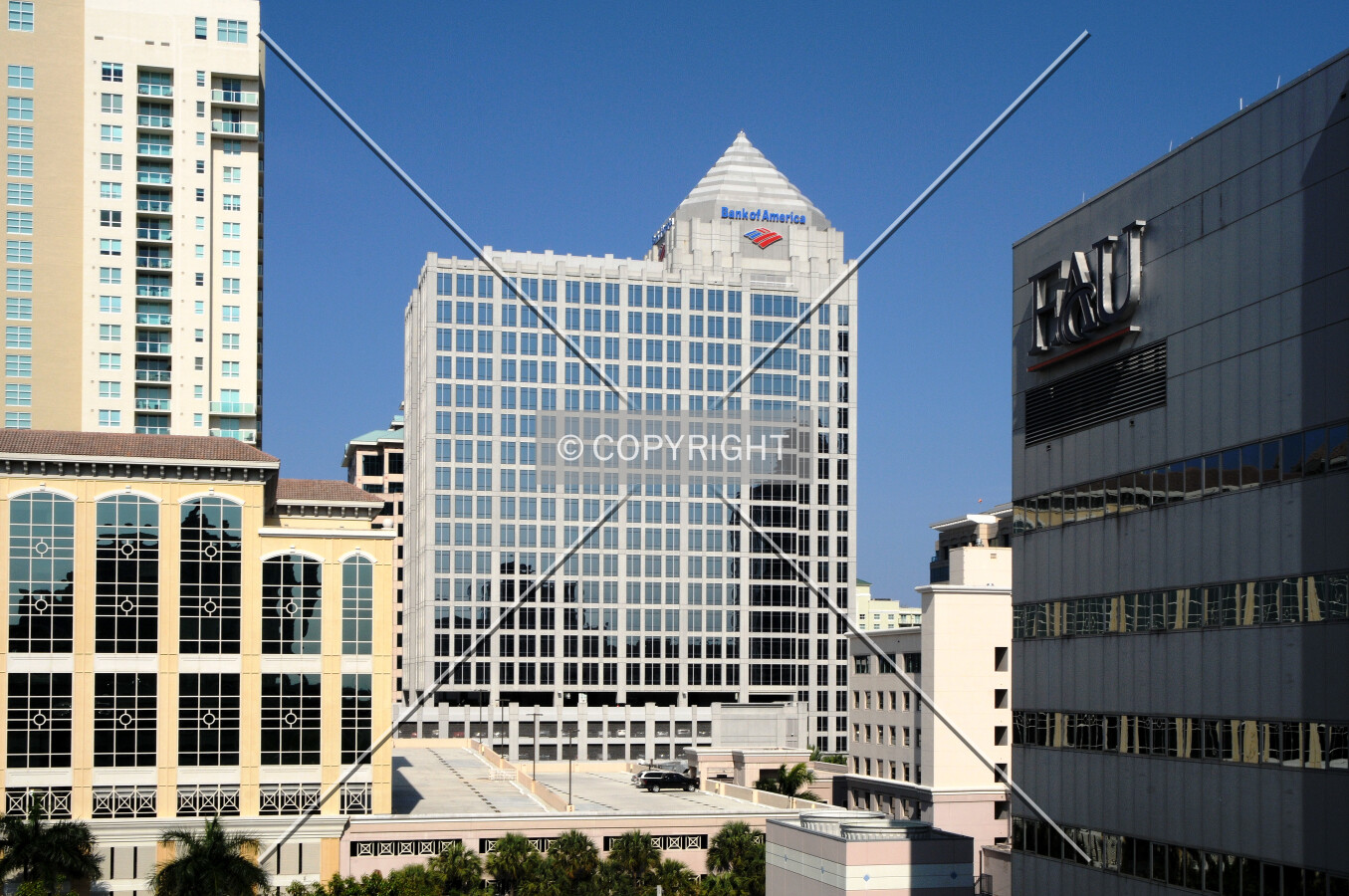 View from the west atop a parking garage