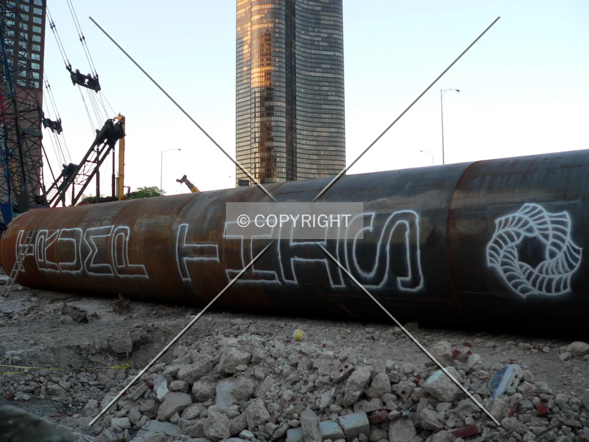 Spray painted caisson rock can