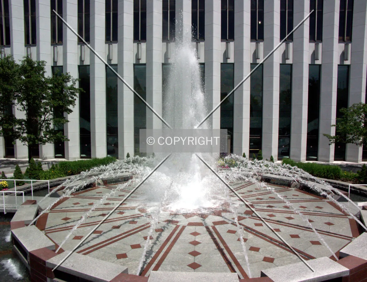 Fountain in sunken plaza
