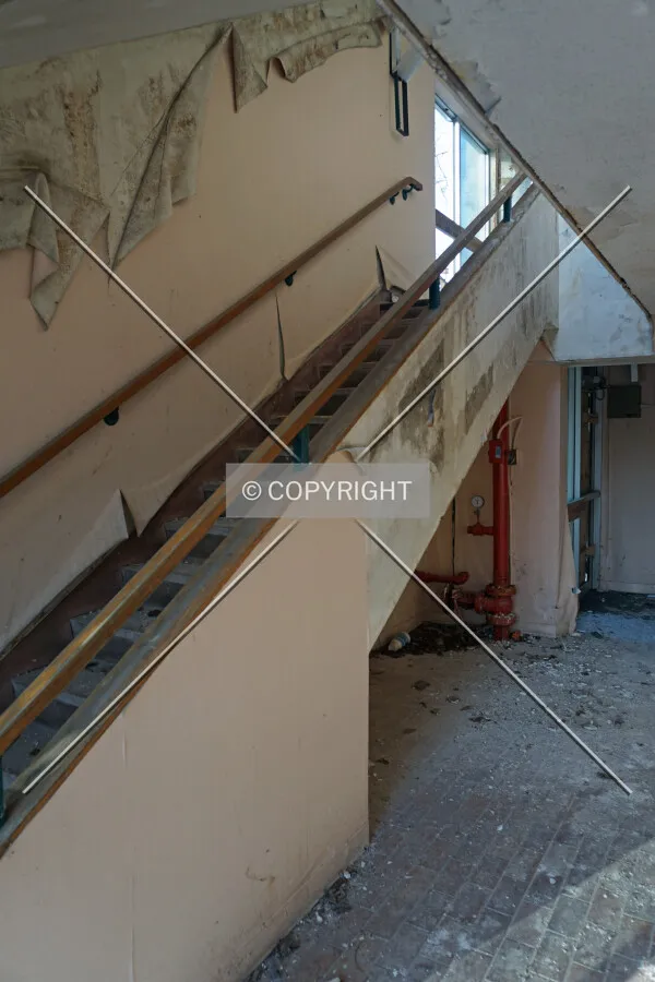 Staircase inside the west entrance; March 4, 2016