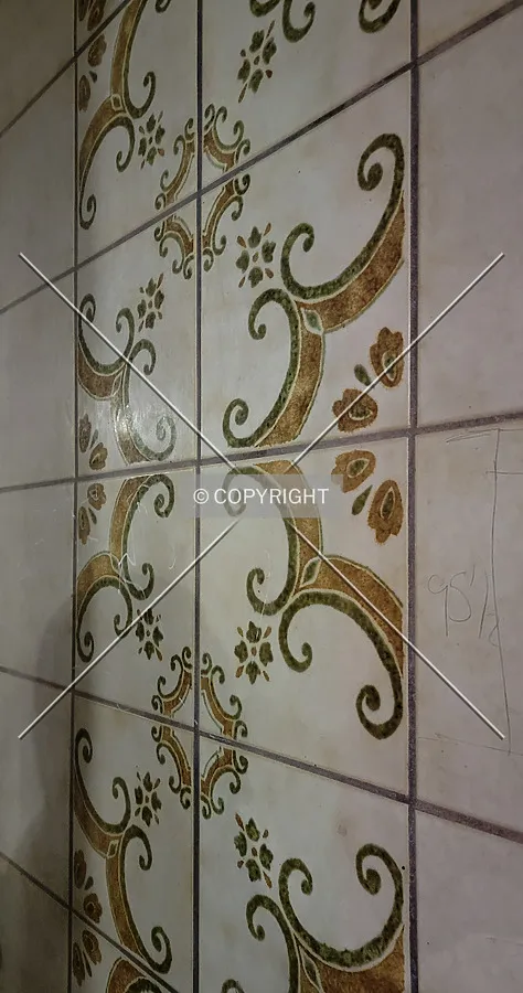 Exterior tiles on the first floor; November 15, 2021