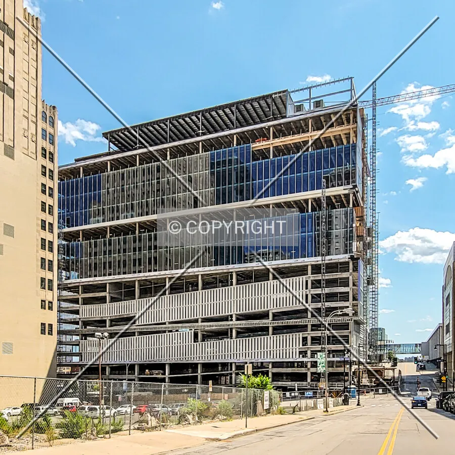 From the northwest during construction, Saturday, August 14, 2025
