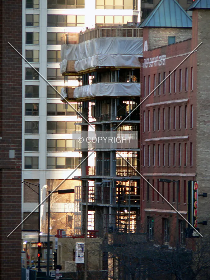 View of the western edge of the structure as seen from Wacker Drive
