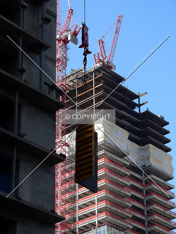 Lowering formwork with 300 North LaSalle in the background