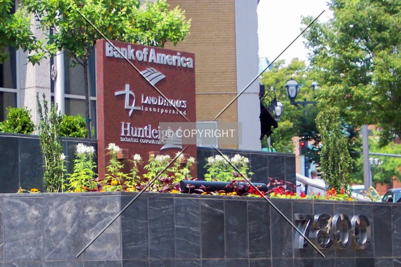 View of the entrance area and the building sign