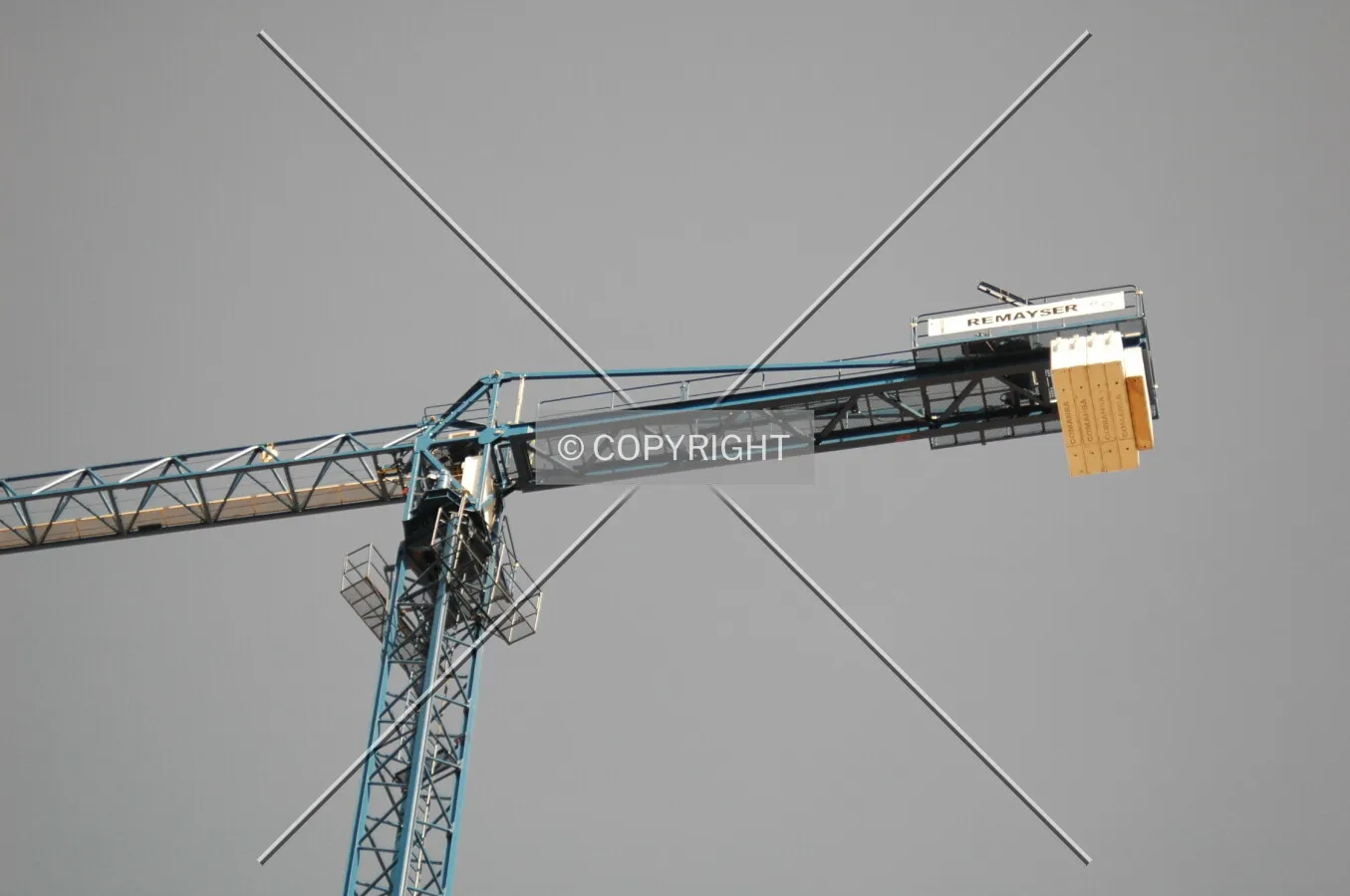Close-up of one of the cranes