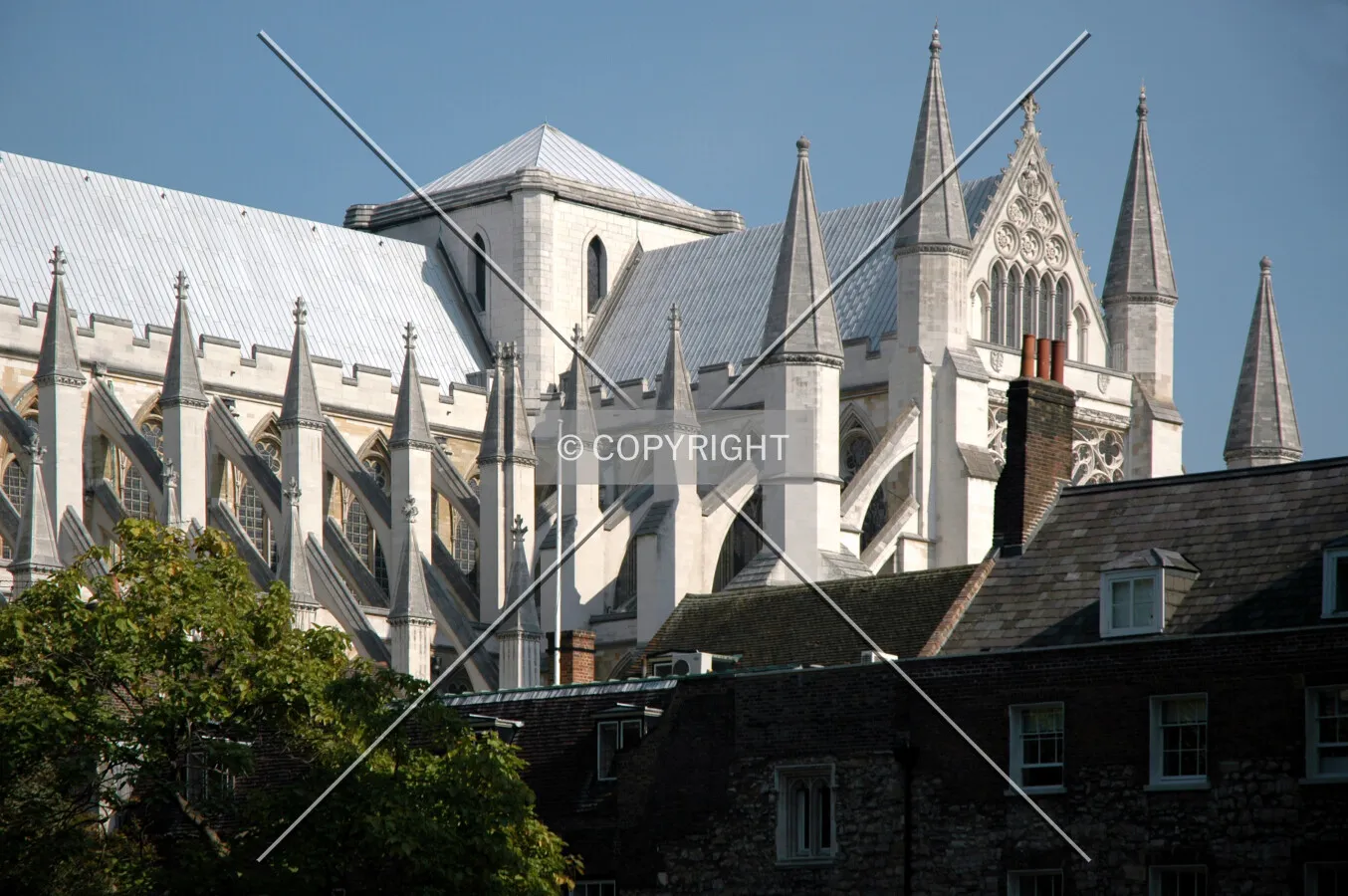The crossing tower and south transept from Dean's Yard