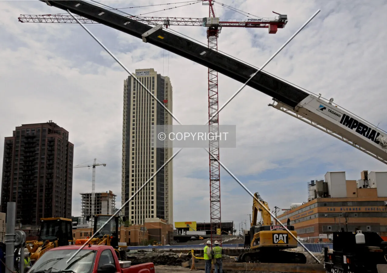 Looking west from Clinton Street. The tower crane for Cirrus is also visible in the background