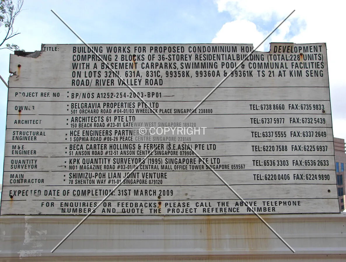 Project data as displayed on construction site fence