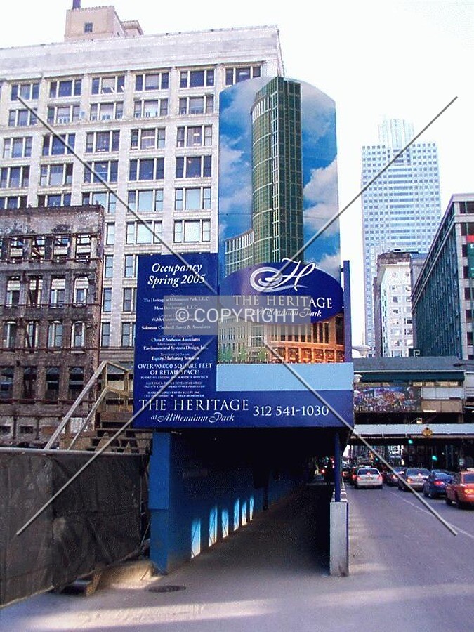 Walkway and billboard on Randolph Street