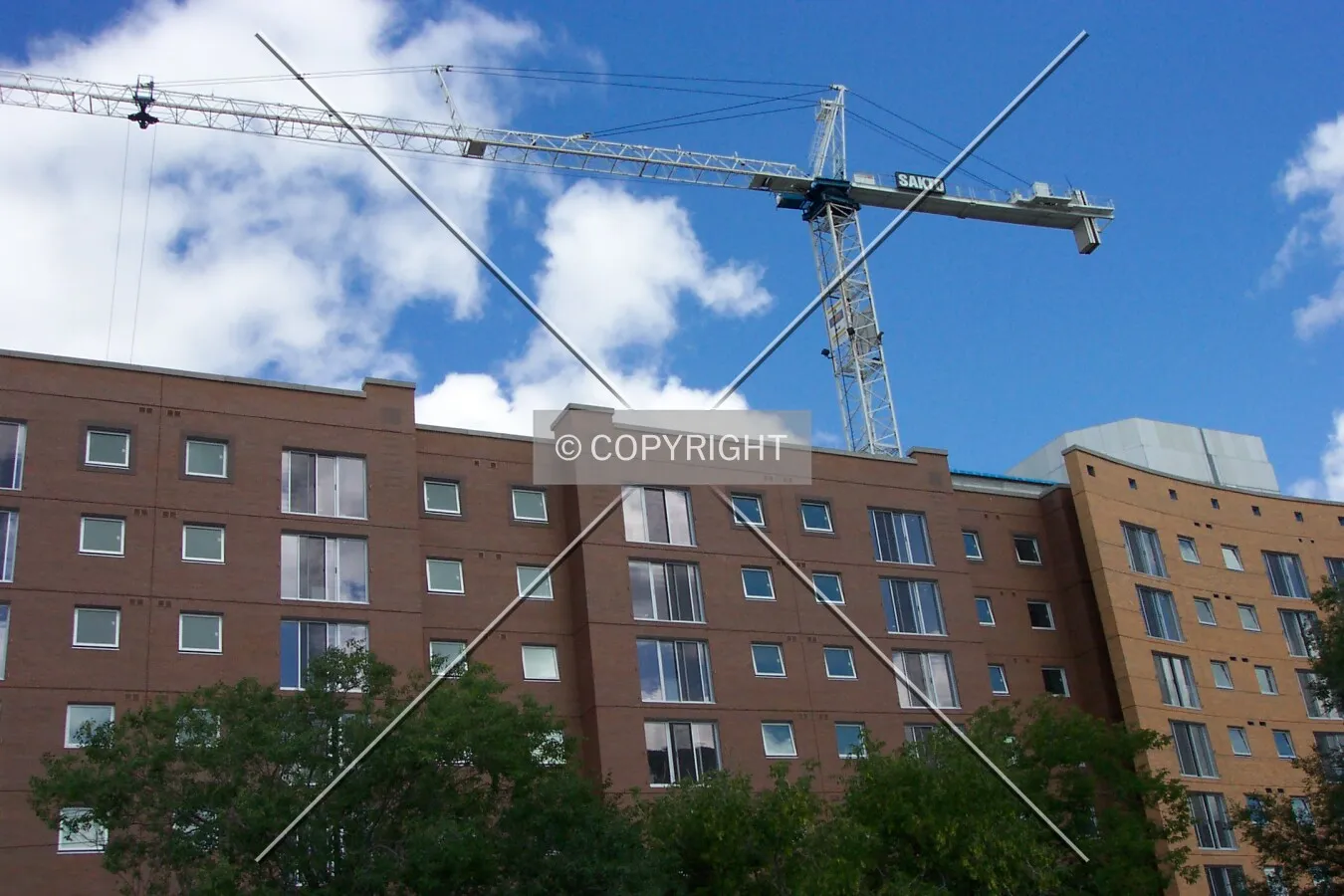 The crane overhead