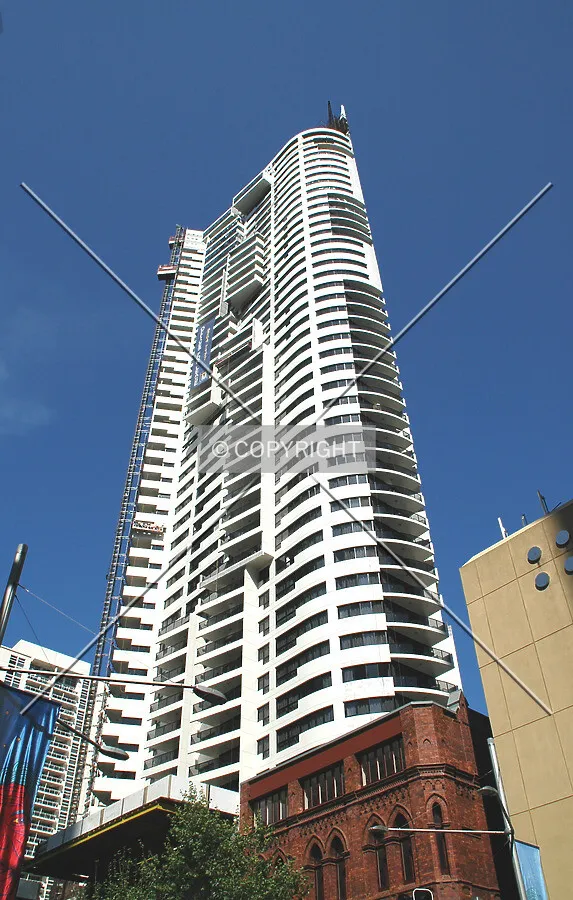 Looking up the east facade from George Street