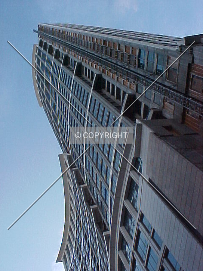 Looking up from the intersection of Randolph Street and Garland Court