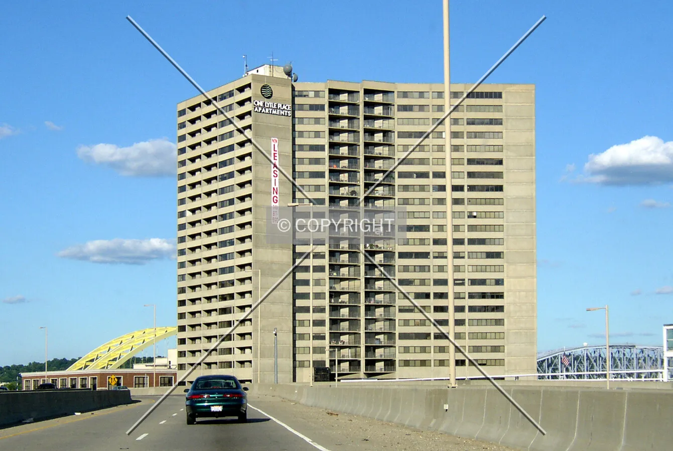 From the west along Interstate 471