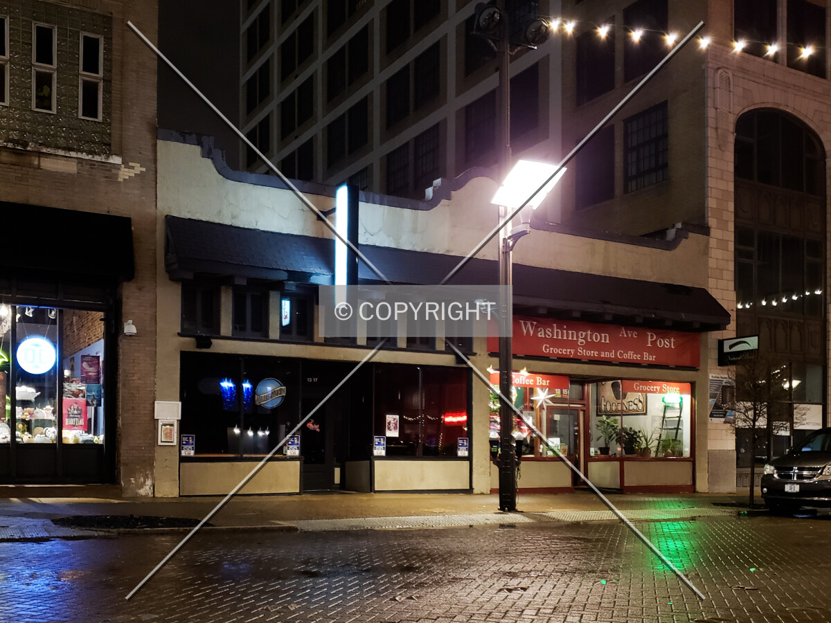 View from the southwest at night; December 15, 2018