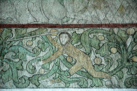 Wall painting of a hairy wildman