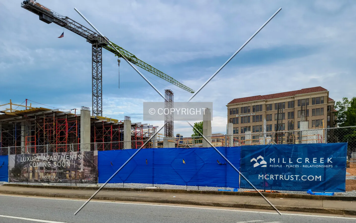 From the northwest during construction; June 4, 2021