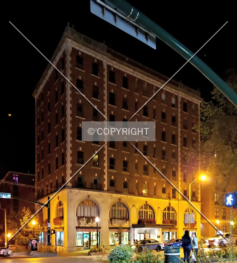 Night view from the southeast; October 5, 2019