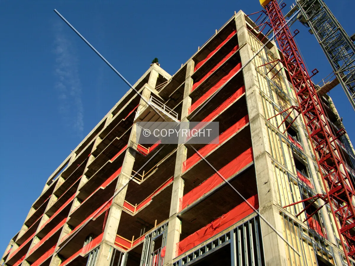Looking up the southwest corner